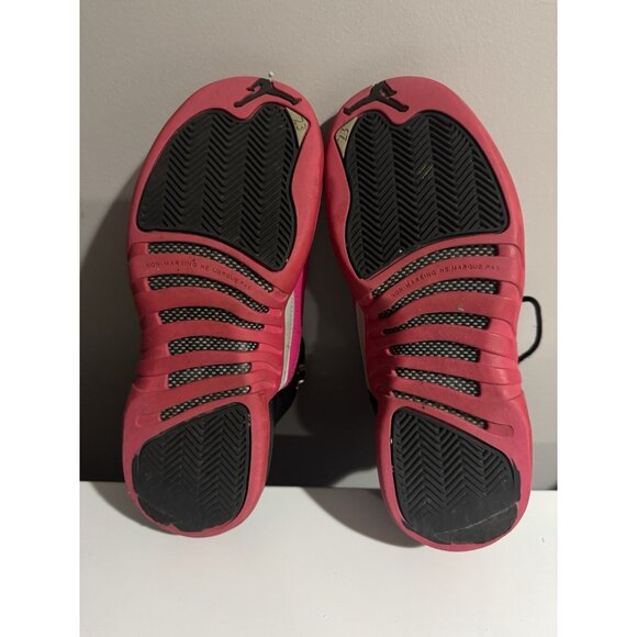 Nike Air Jordan 12 Retro GS Size 6Y Black Deadly Pink 510815-026 Jumpman - Picture 8 of 9